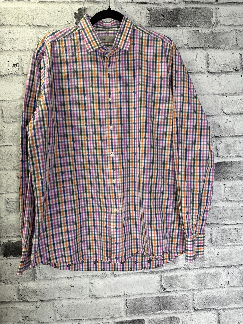 Etro Men's Classic Check with Paisley Button Down Dress Shirt